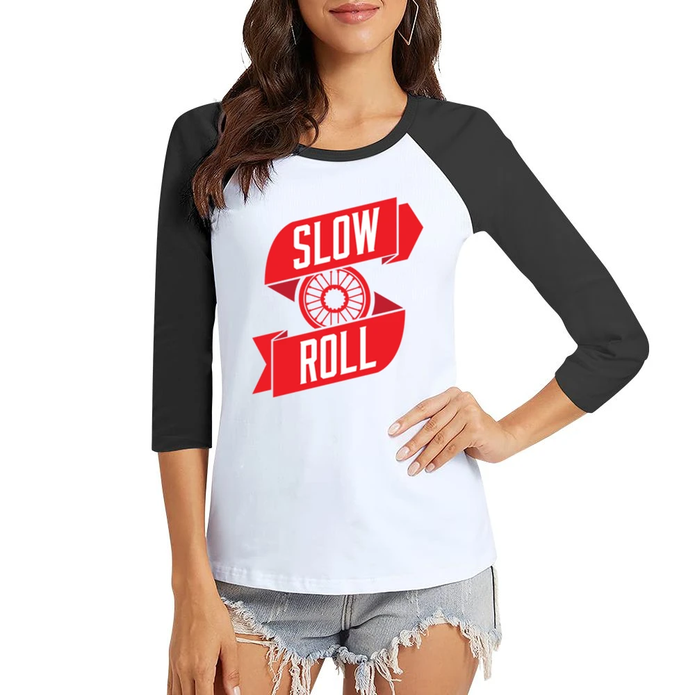 Slow Roll Car Tire Rim Fun Graphic Women Ladies 3-4 Sleeve T-Shirt