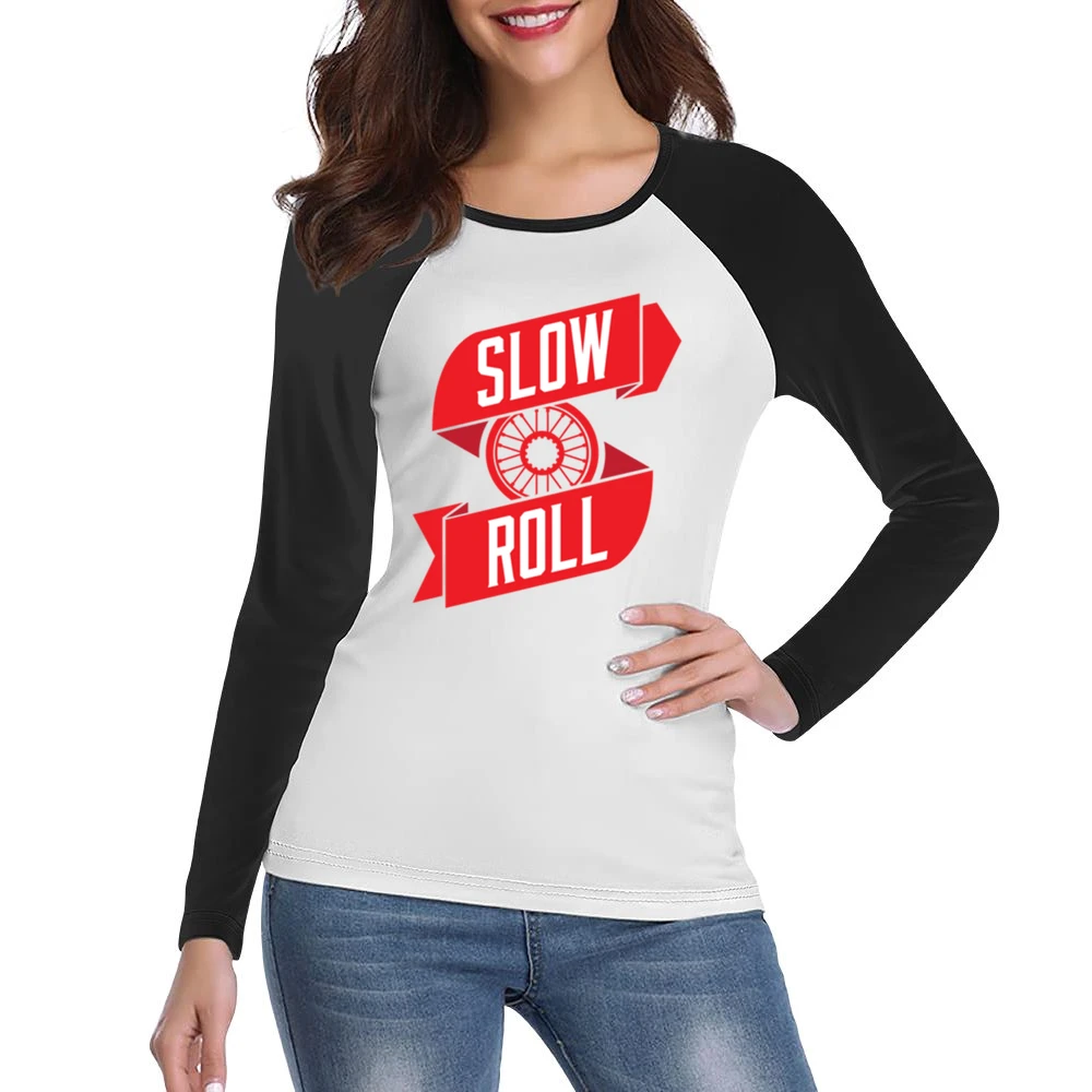 Slow Roll Car Tire Rim Fun Graphic Women Ladies Long Sleeve T-Shirt