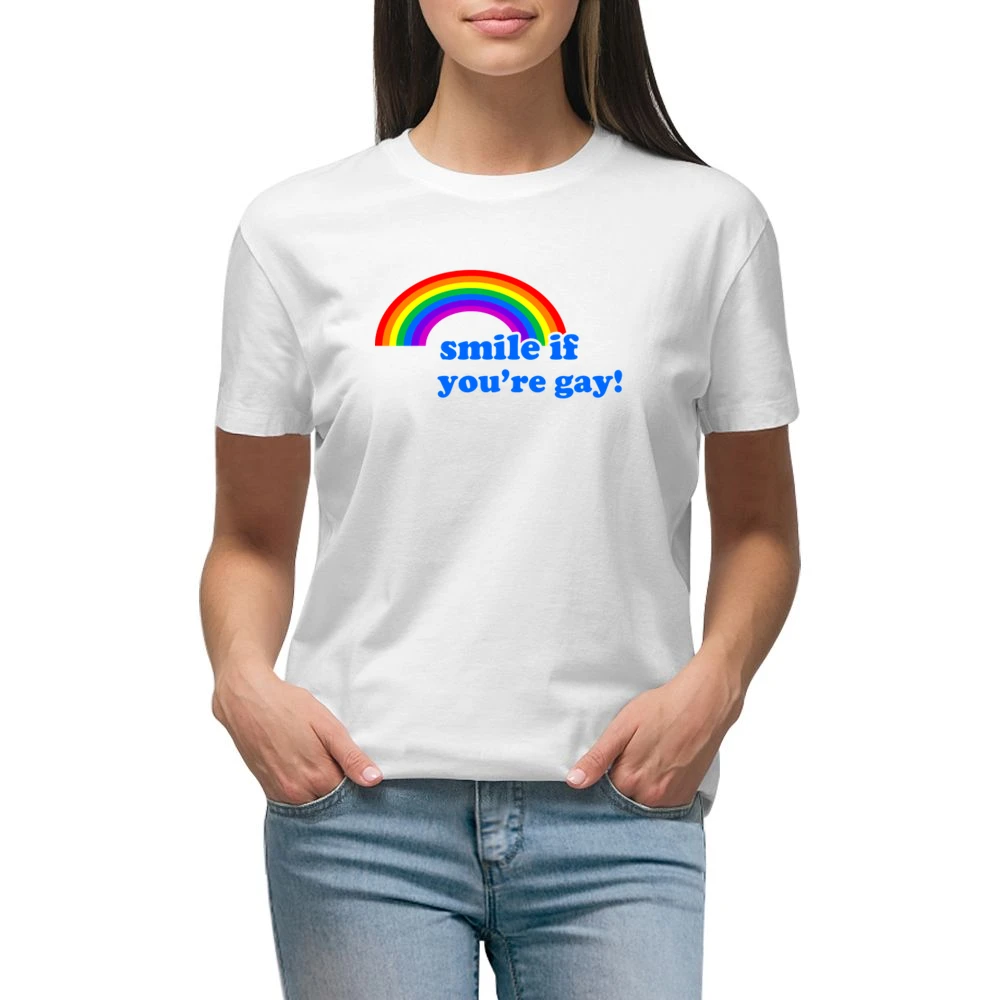 Smile If You Are Gay Fun LGBT Graphic Premium Women Ladies T-shirt