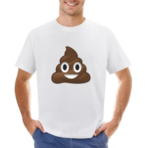 Smiley Poop Cute Fun Emoticon Text Graphic Tee Shirt Asian Size Men T-Shirt