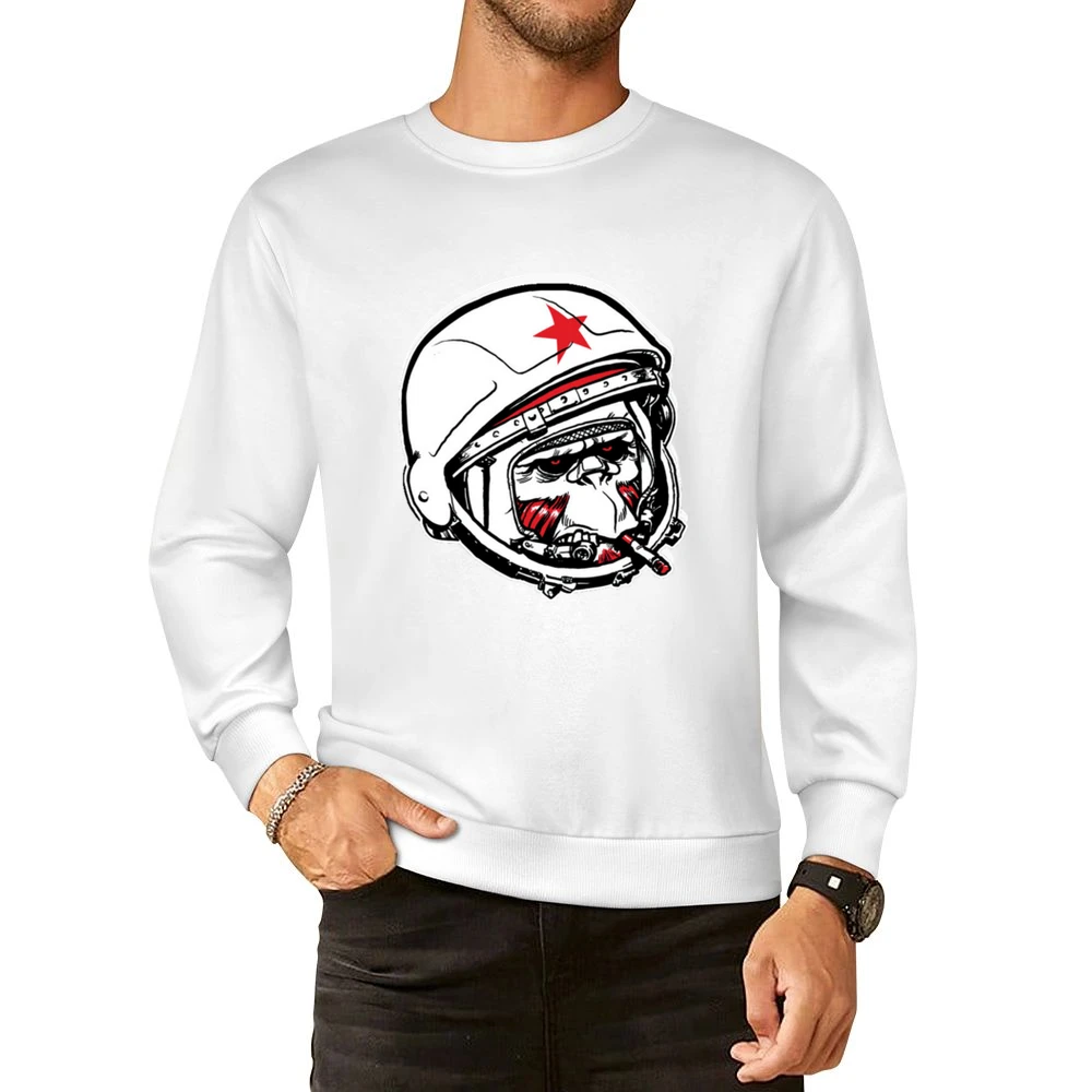 Smoker monkey astronout funny cool European Size Pullover Sweater