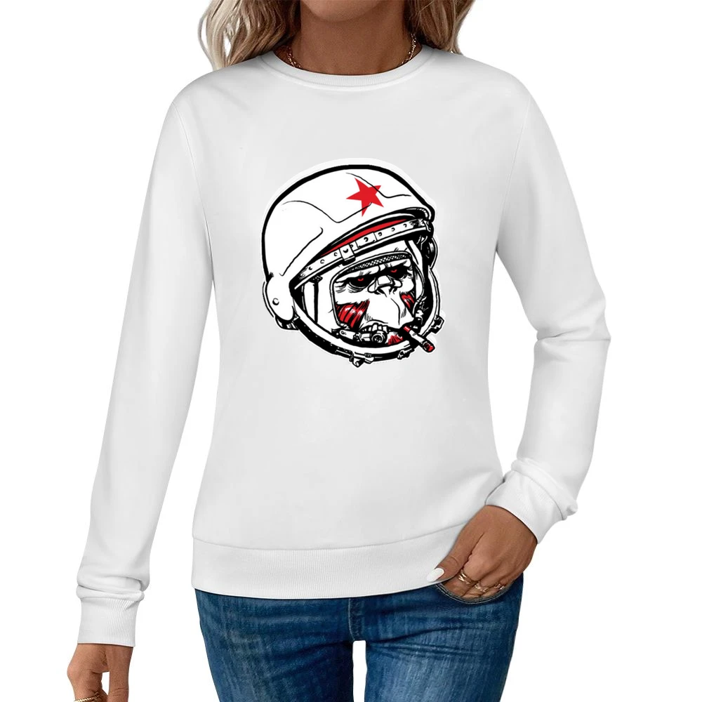 Smoker monkey astronout funny cool Women Pullover Sweatshirt