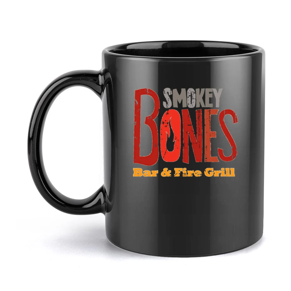 Smokey Bones Fast Food Restaurant Distressed Look Black Mug