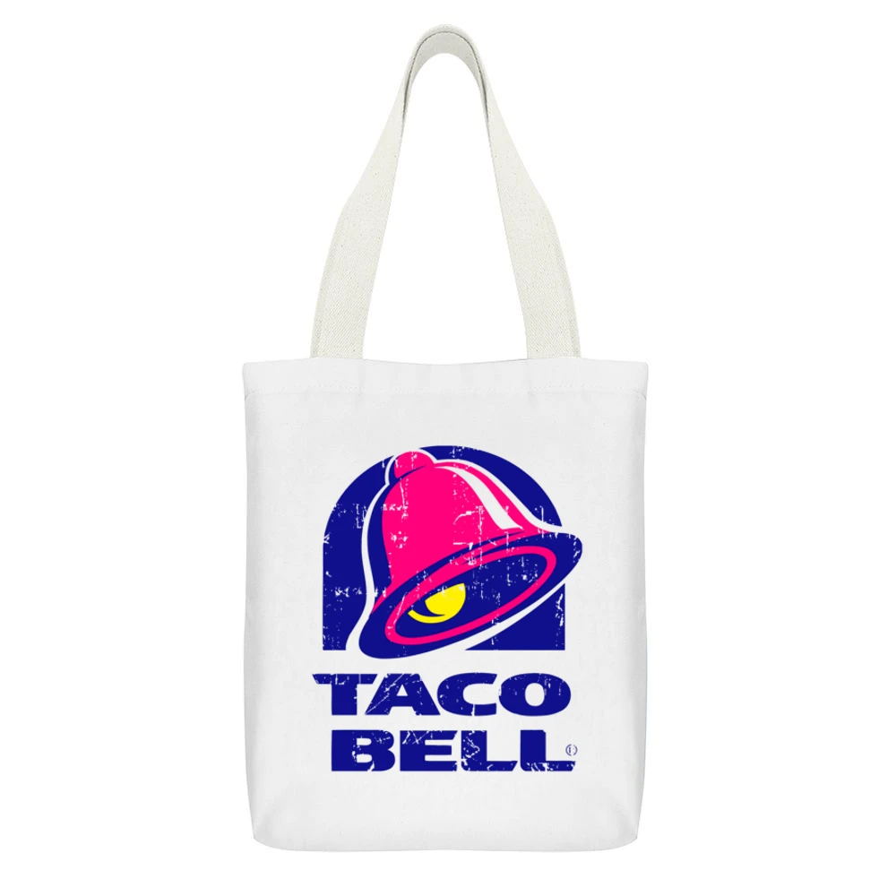 Smokey Bones Fast Food Restaurant Distressed Look White Canvas Tote Shopping Bag With Interior Pocket