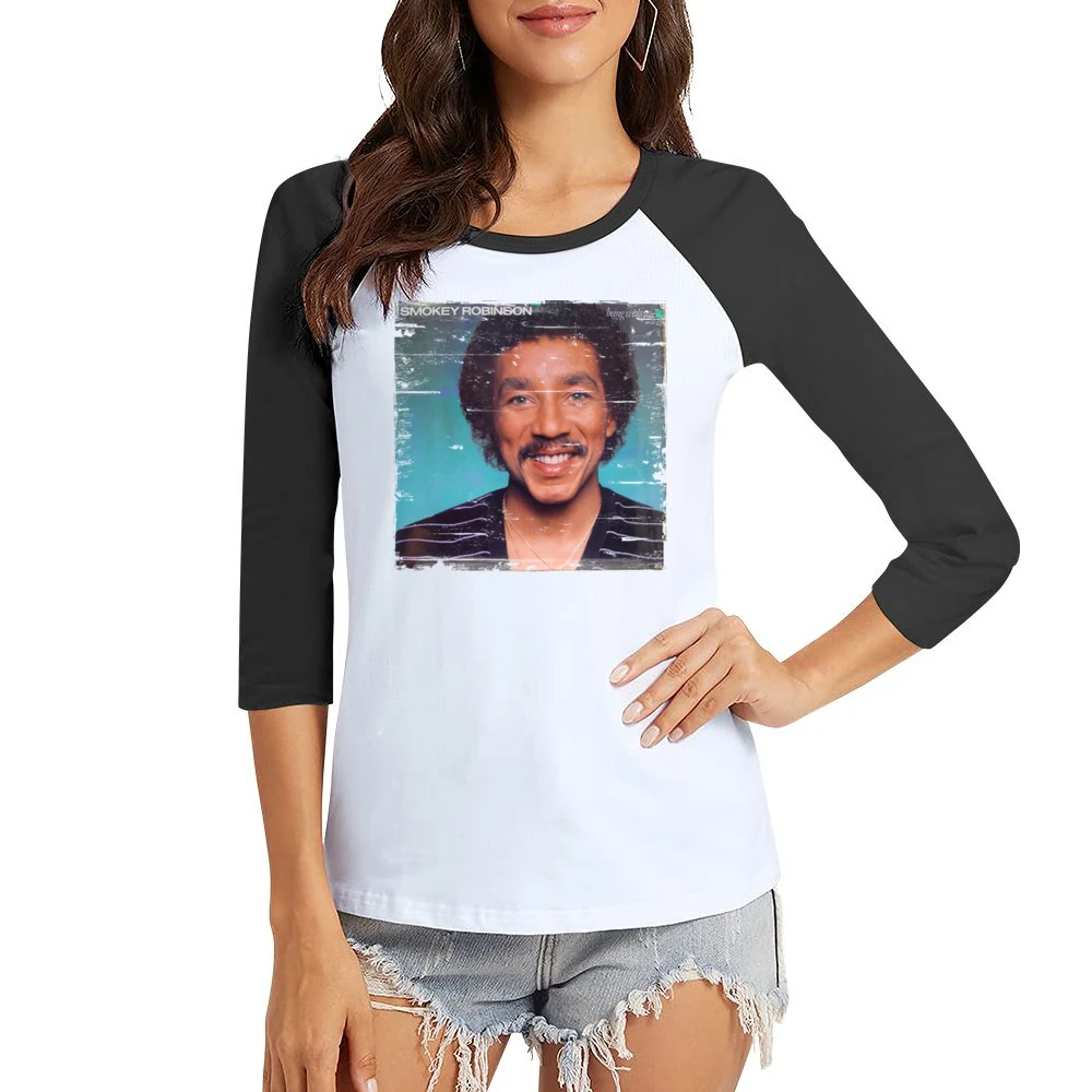 Smokey Robinson Being With You Album Cover Distressed Image Women Ladies 3-4 Sleeve T-Shirt