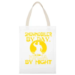 Snowmobiler By Day Ninja By Night Tshirt White Canvas Tote Shopping Bag
