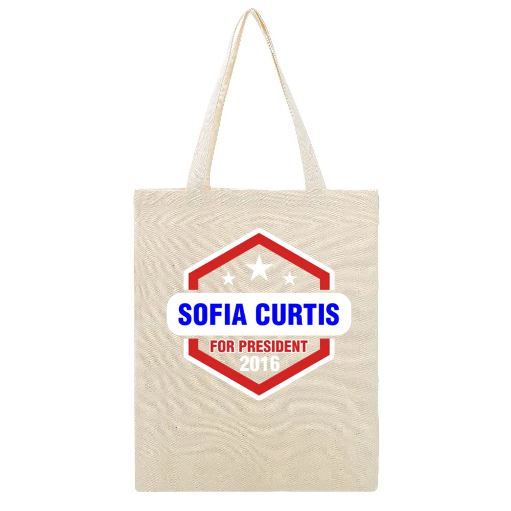 Sofia Curtis For President 2016 CSI TV Show Beige Canvas Tote Shopping Bag