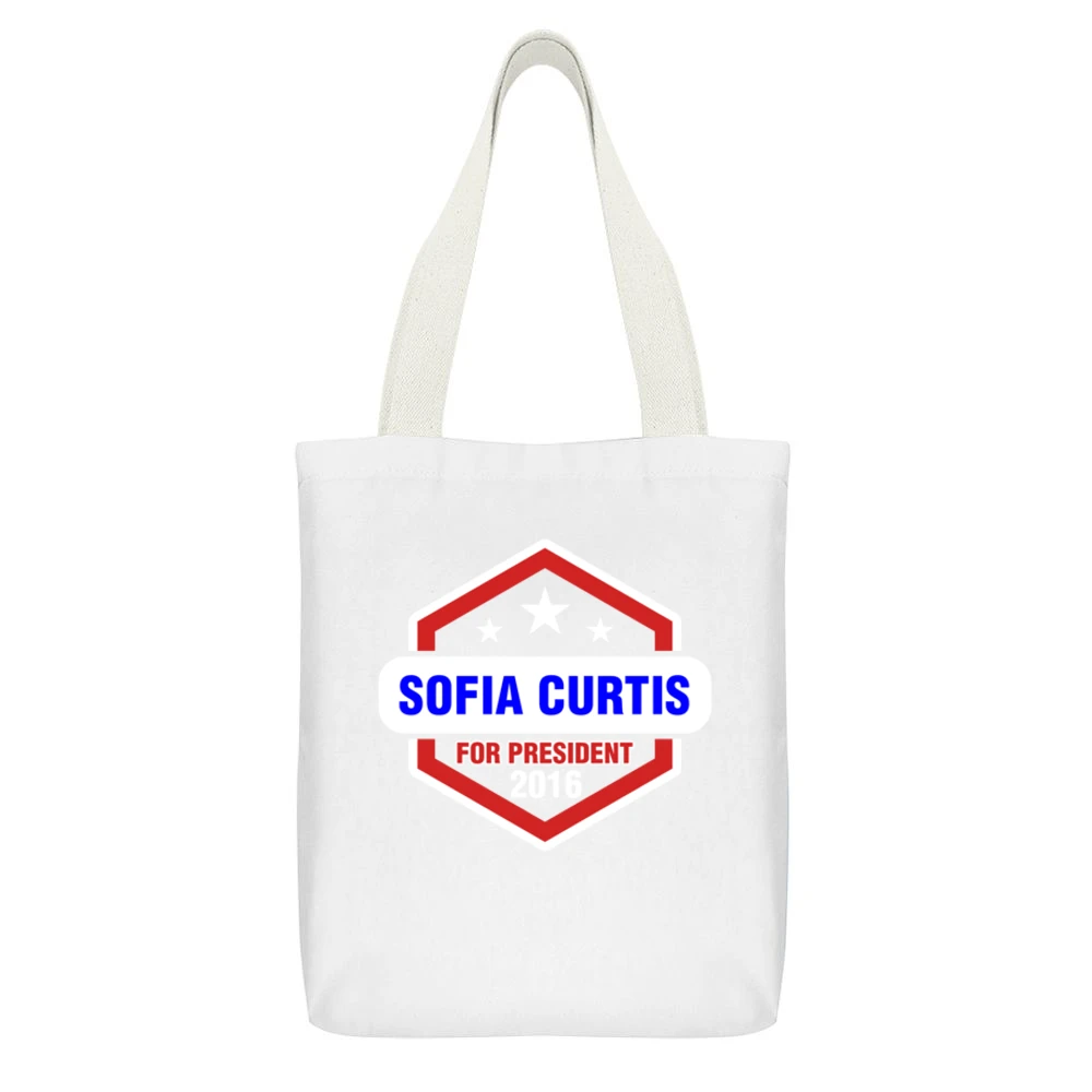 Sofia Curtis For President 2016 CSI TV Show White Canvas Tote Shopping Bag With Interior Pocket