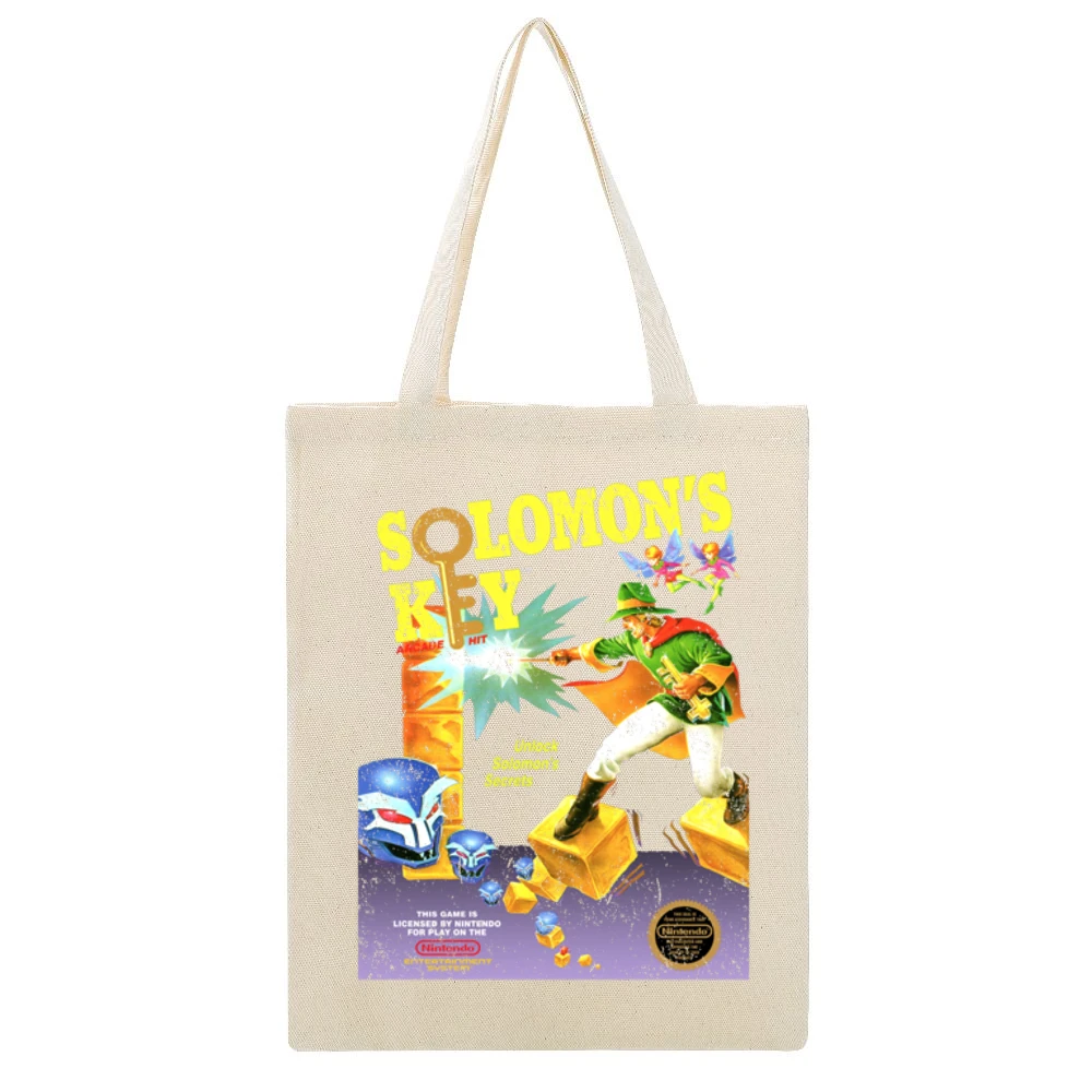 Solomon's Key Nes Nintendo Old School Retro Video Game Fan Distressed Beige Canvas Tote Shopping Bag