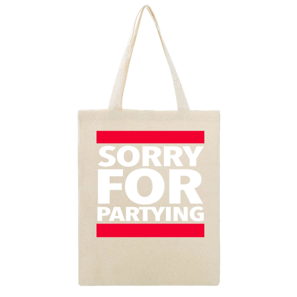Sorry For Partying Fun Rob Gronkowski New England Football Tailgate Pa Beige Canvas Tote Shopping Bag