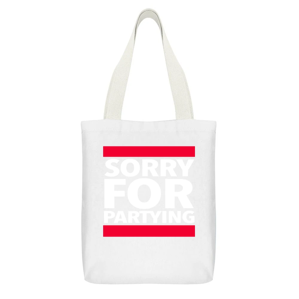 Sorry For Partying Fun Rob Gronkowski New England Football Tailgate Pa White Canvas Tote Shopping Bag With Interior Pocket