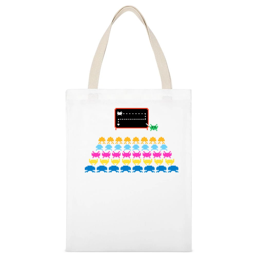 Space Invaders Atari White Canvas Tote Shopping Bag