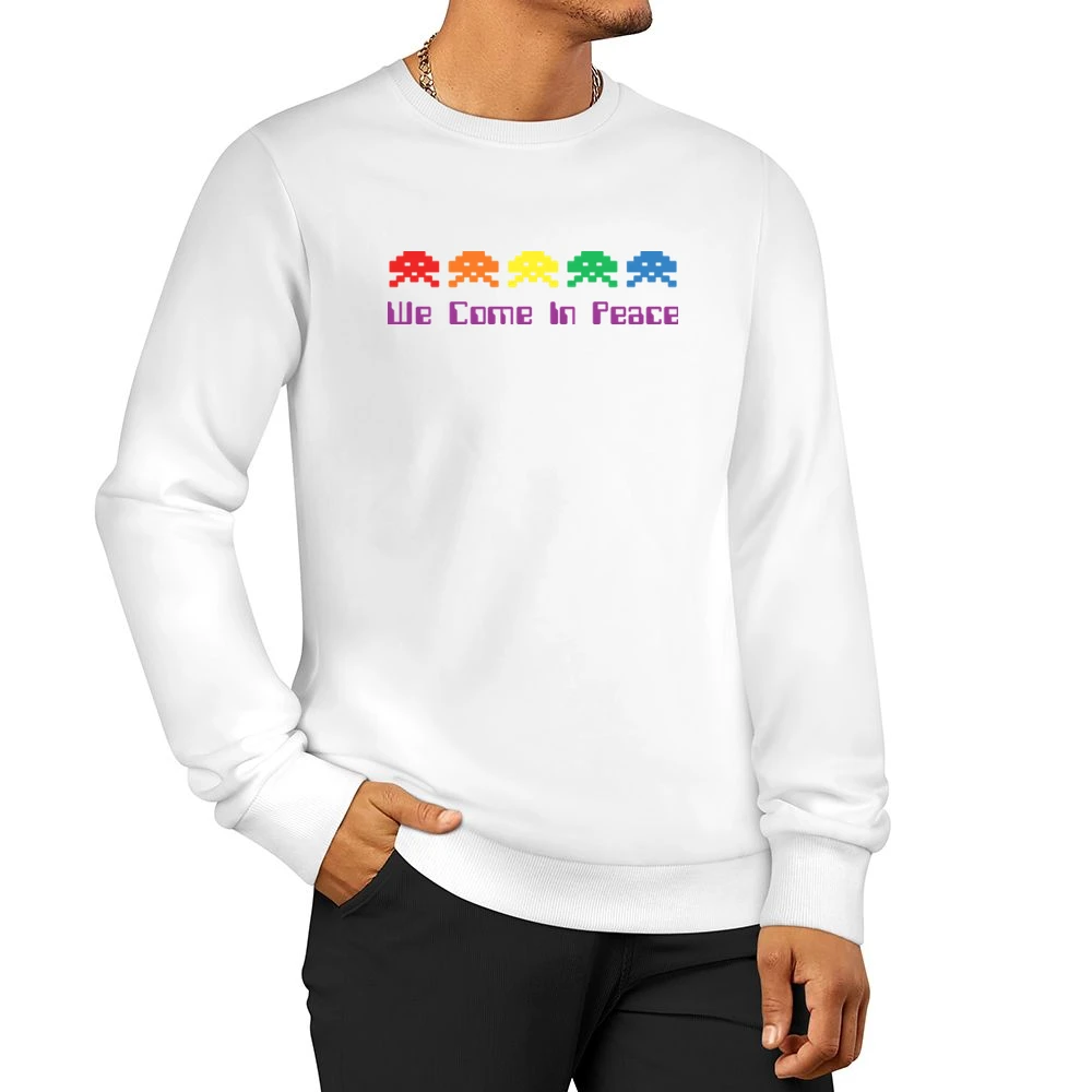Space Invaders Come In Peace Men Pullover Sweatshirt