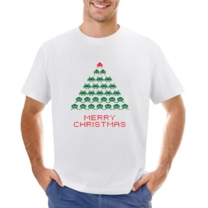 Space Invaders Merry Christmas Funny Retro Video Game Fan Holiday T Sh Asian Size Men T-Shirt