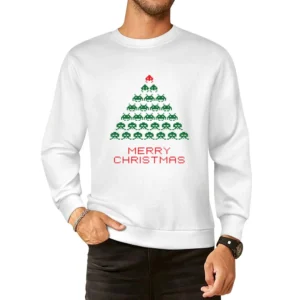 Space Invaders Merry Christmas Funny Retro Video Game Fan Holiday T Sh European Size Pullover Sweater