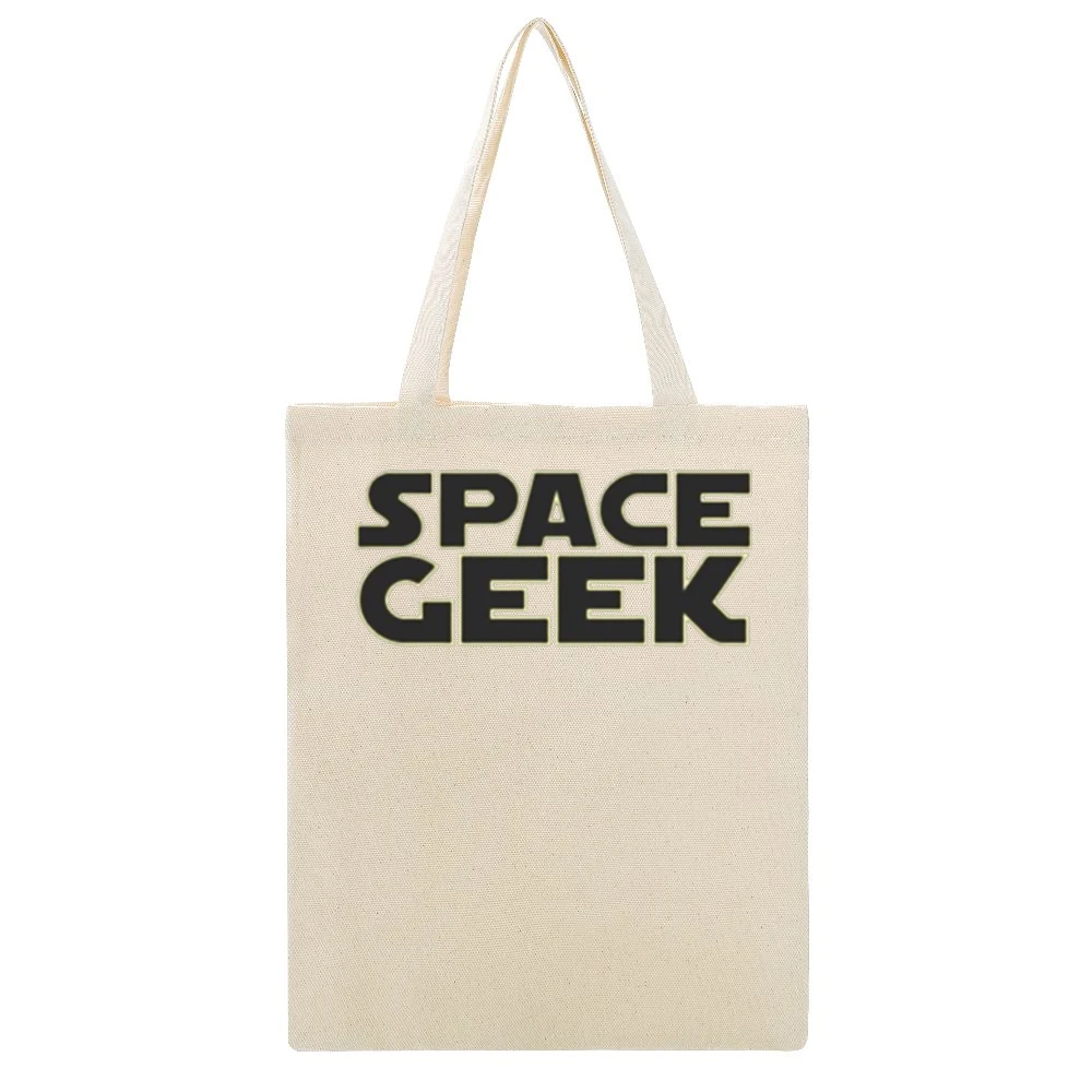 Space geek Beige Canvas Tote Shopping Bag