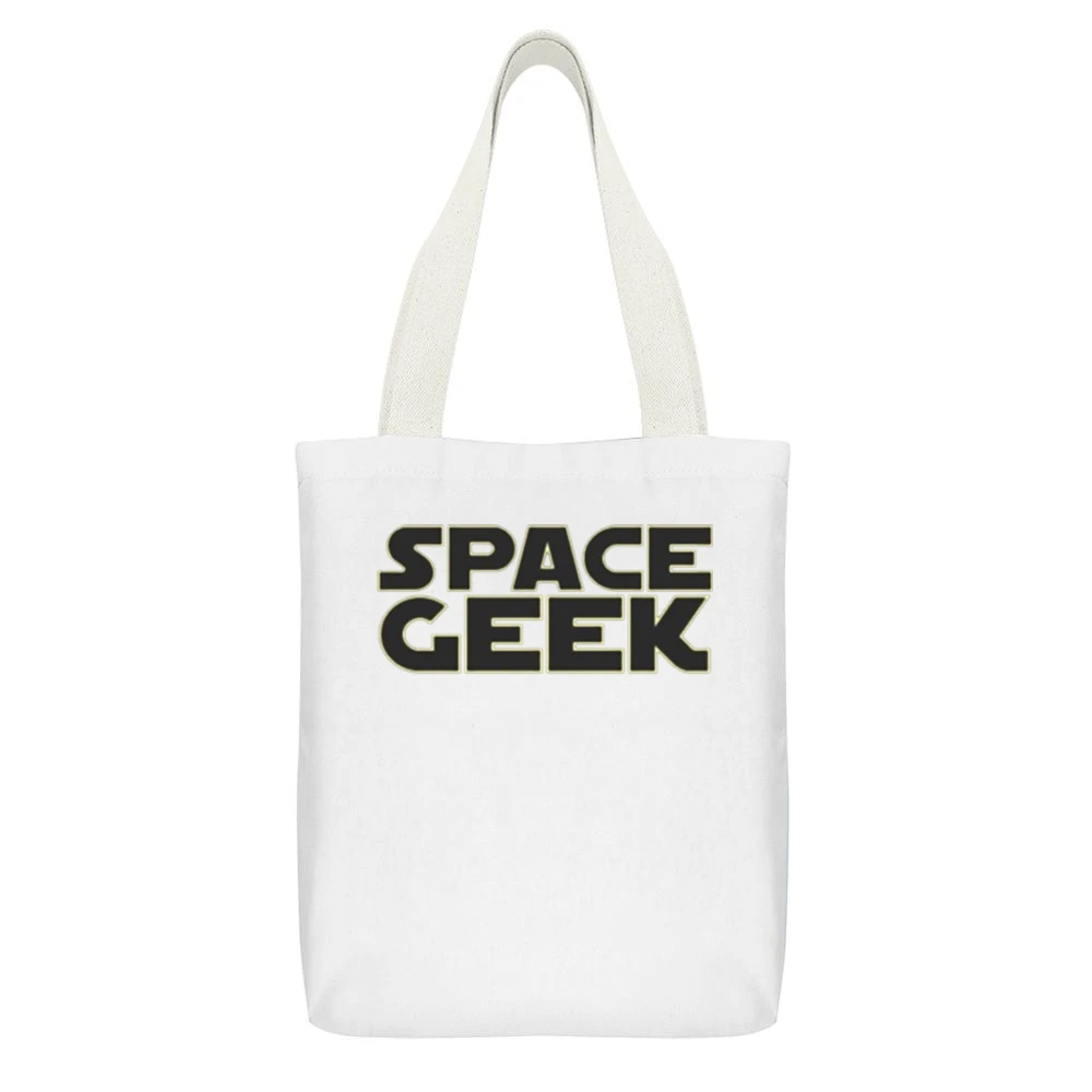 Space geek White Canvas Tote Shopping Bag With Interior Pocket
