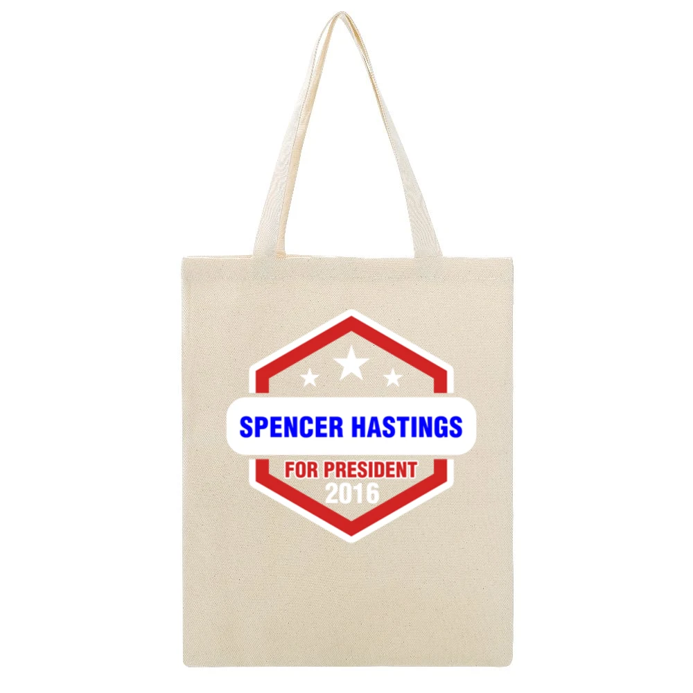 Spencer Hastings For President 2016 Pretty Little Liars TV Show T Shir Beige Canvas Tote Shopping Bag