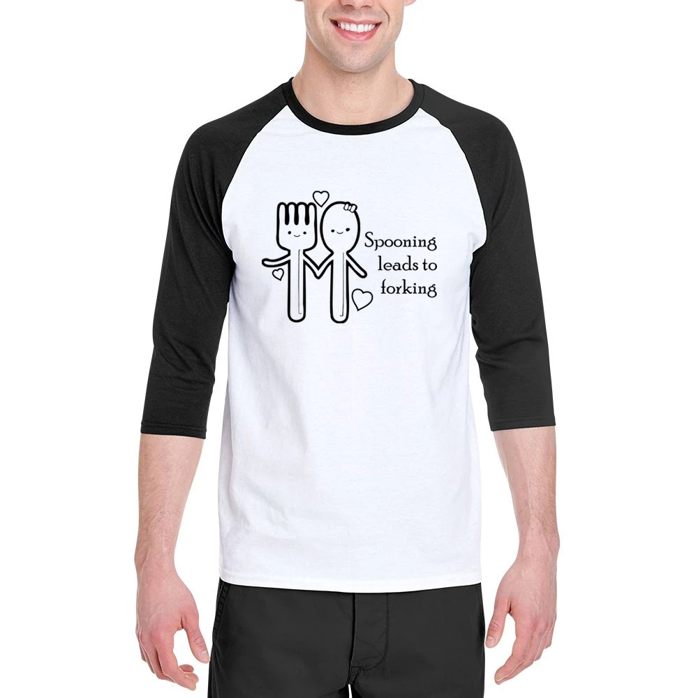 Spooning lead to forking funny spoon and fork Men 3/4 Sleeve T-Shirt