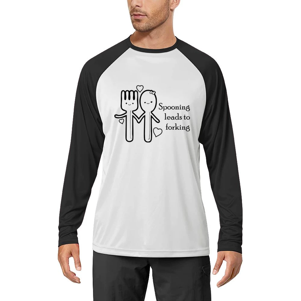 Spooning lead to forking funny spoon and fork Men Long Sleeve T-Shirt
