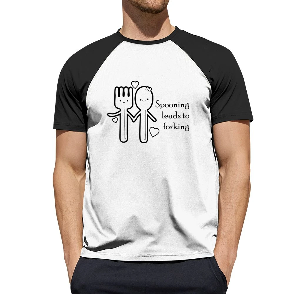 Spooning lead to forking funny spoon and fork Men Short Sleeve T-Shirt