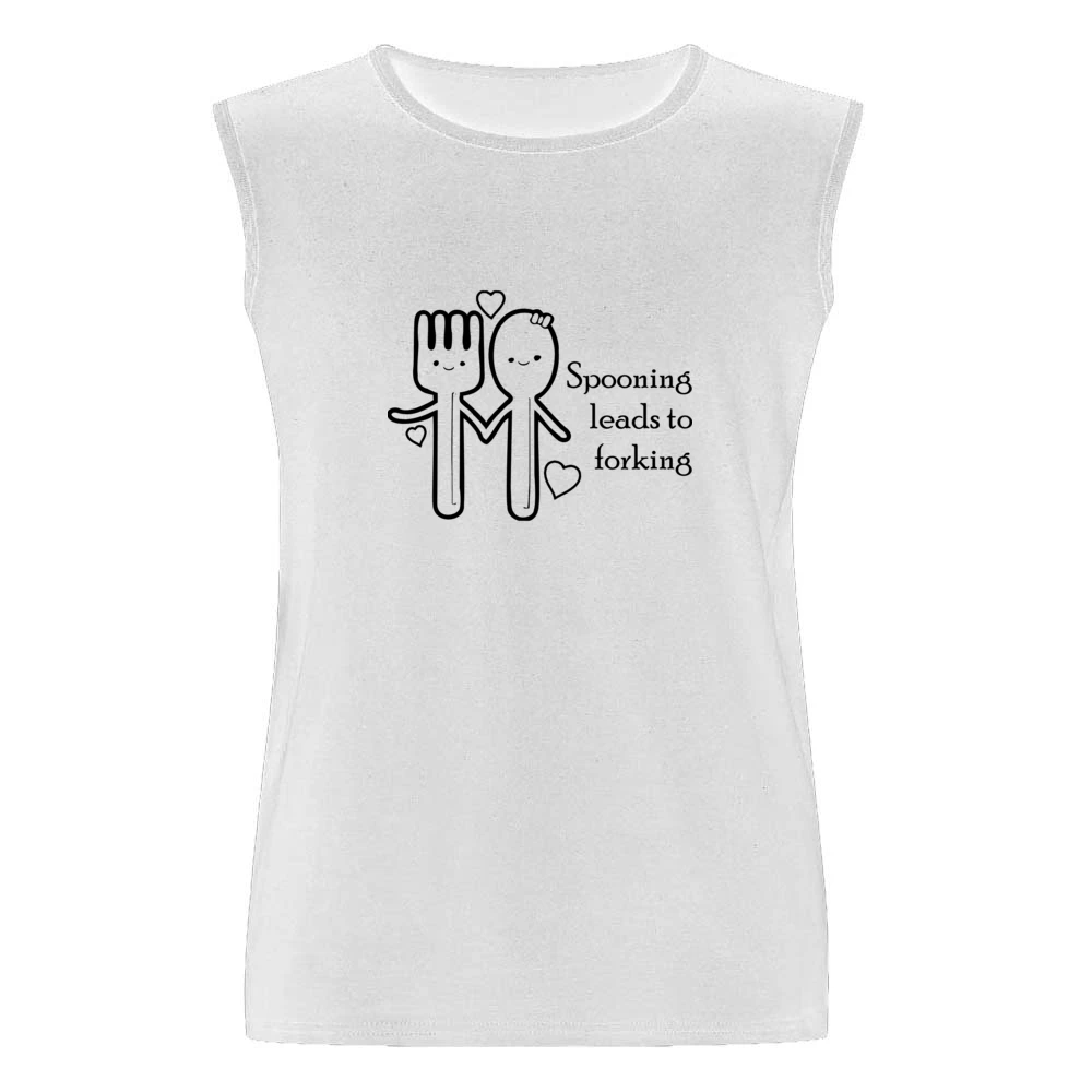 Spooning lead to forking funny spoon and fork Men Sleeveless T-Shirt