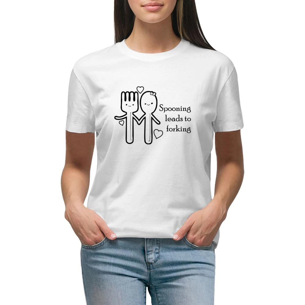 Spooning lead to forking funny spoon and fork Premium Women Ladies T-shirt