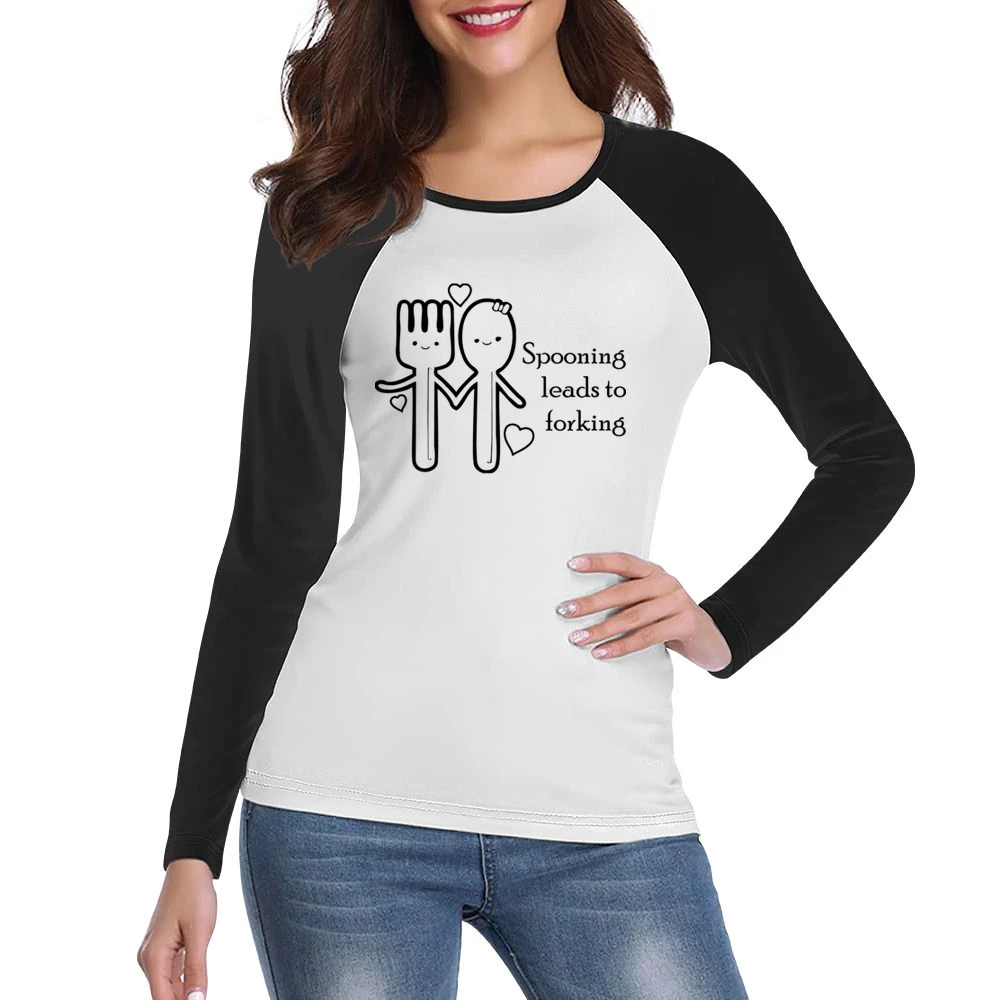 Spooning lead to forking funny spoon and fork Women Ladies Long Sleeve T-Shirt