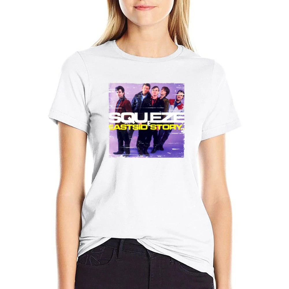 Squeeze East Side Story Album Cover Distressed Image US Size Women Ladies T-shirt