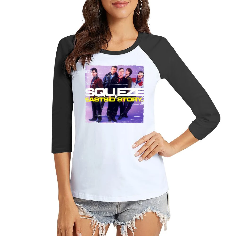 Squeeze East Side Story Album Cover Distressed Image Women Ladies 3-4 Sleeve T-Shirt