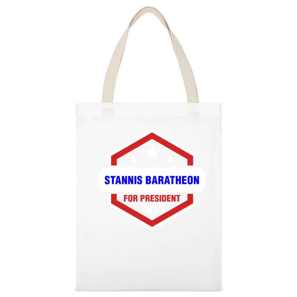 Stannis Baratheon For President 2016 Game of Thrones TV Show White Canvas Tote Shopping Bag
