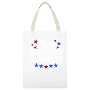 Star Spangled Hammered Funny USA American Fourth Of July Celebration G White Canvas Tote Shopping Bag