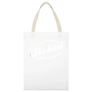 Stoked Fun Extreme Sports Skate Snow Wake Boarding Freestyle Graphic T White Canvas Tote Shopping Bag