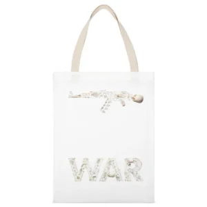 Stop the Violence war guns text fron bones and skull White Canvas Tote Shopping Bag