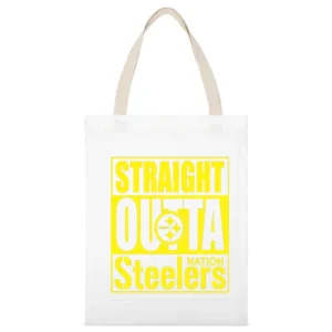 Straight Outta Pittsburgh Football Nation White Canvas Tote Shopping Bag