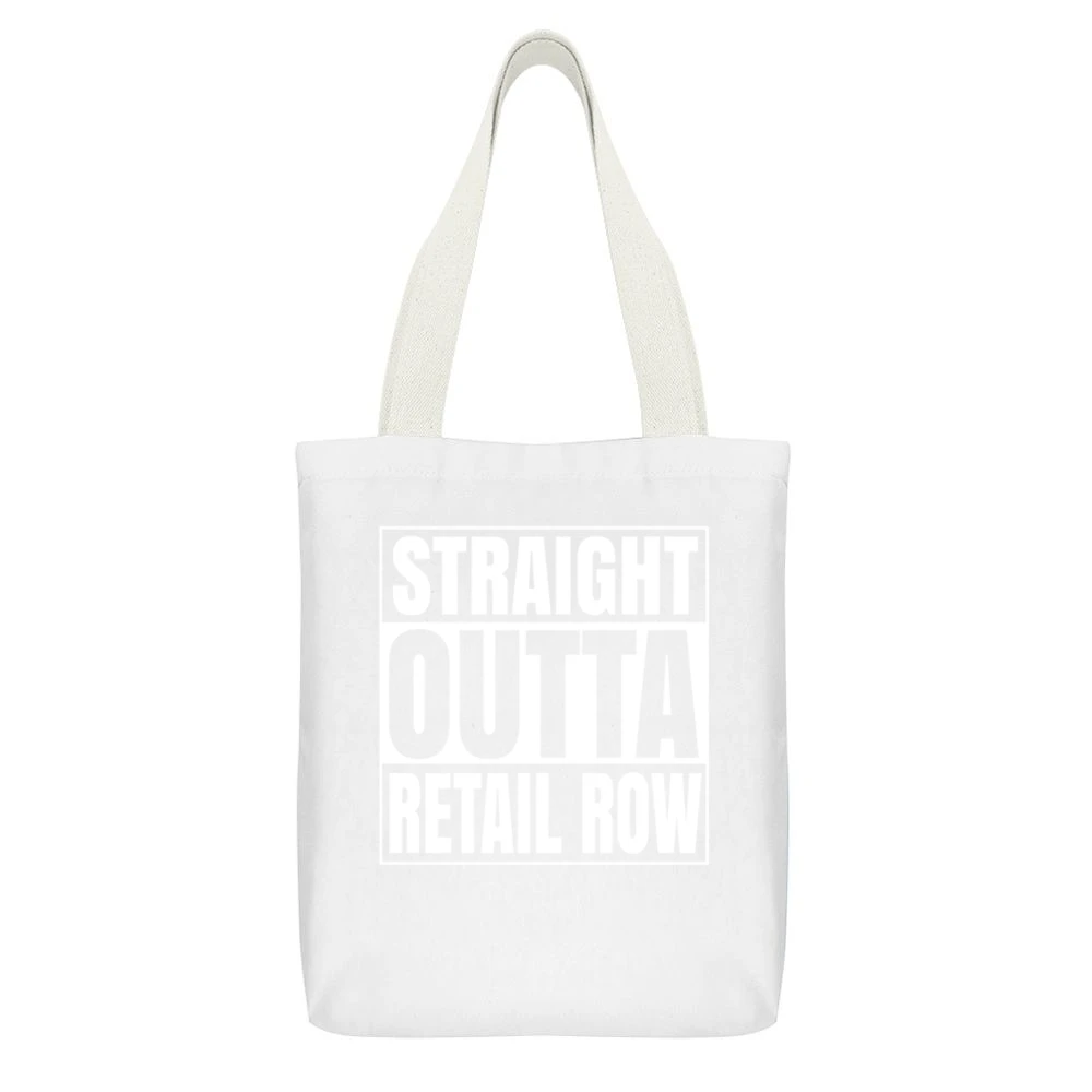 Straight Outta Retail Row Fortnite Battle Royale Funny Video Game T Sh White Canvas Tote Shopping Bag With Interior Pocket