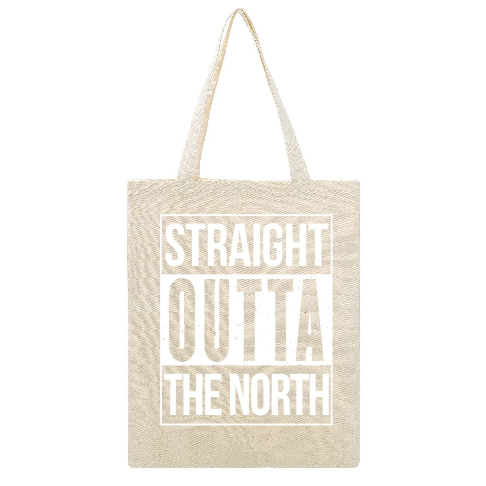Straight Outta The North Game Of Thrones Popular Graphic TV Show Fan T Beige Canvas Tote Shopping Bag