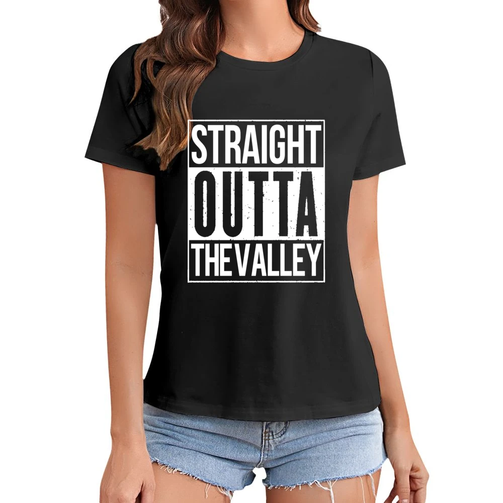 Straight Outta The Valley Funny California Parody Asian Size Women Ladies T-shirt