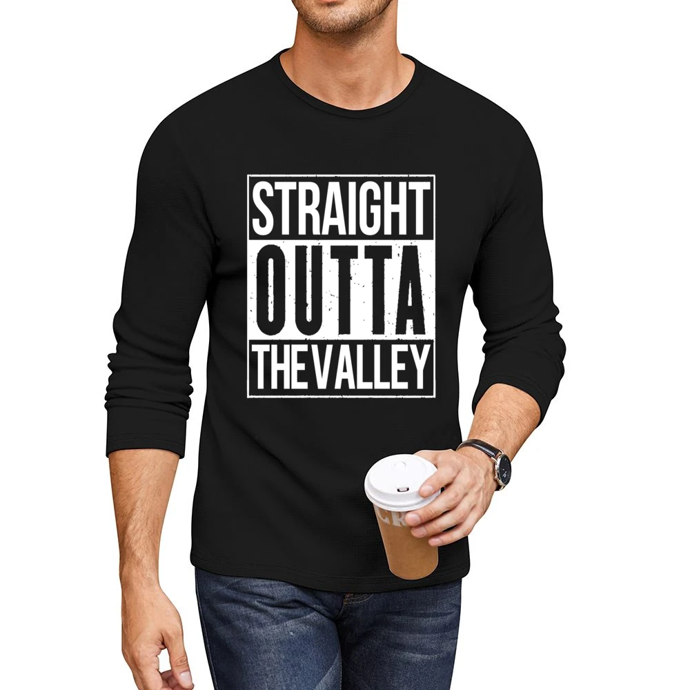 Straight Outta The Valley Funny California Parody Men CrewNeck Long Sleeve T-Shirt
