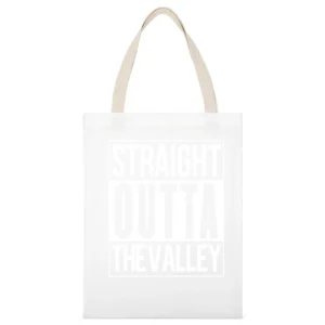 Straight Outta The Valley Funny California Parody White Canvas Tote Shopping Bag