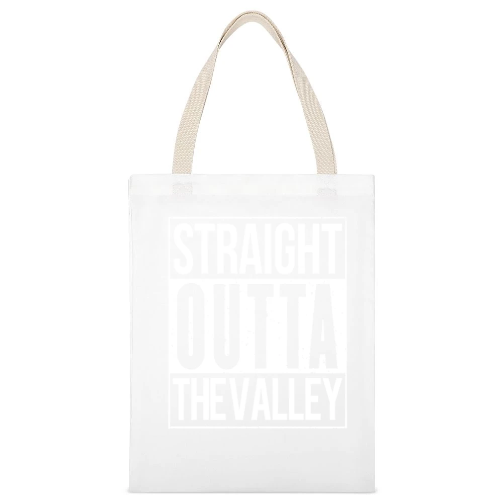 Straight Outta The Valley Funny California Parody White Canvas Tote Shopping Bag