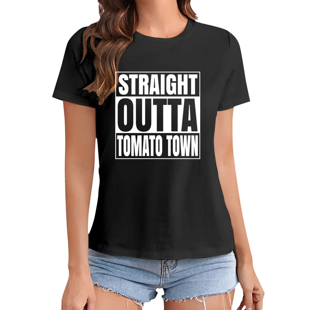 Straight Outta Tomato Town Fortnite Battle Royale Funny Video Game T S Asian Size Women Ladies T-shirt