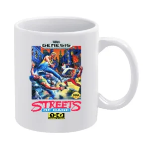 Streets Of Rage Sega Genesis Old School Retro Video Game Fan Distresse White Mug