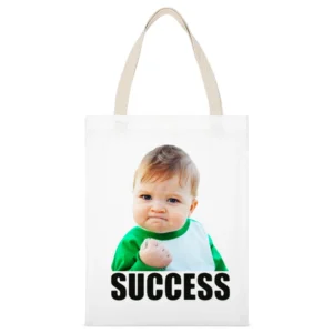 Success Kid Funny Popular Internet Meme Baby White Canvas Tote Shopping Bag