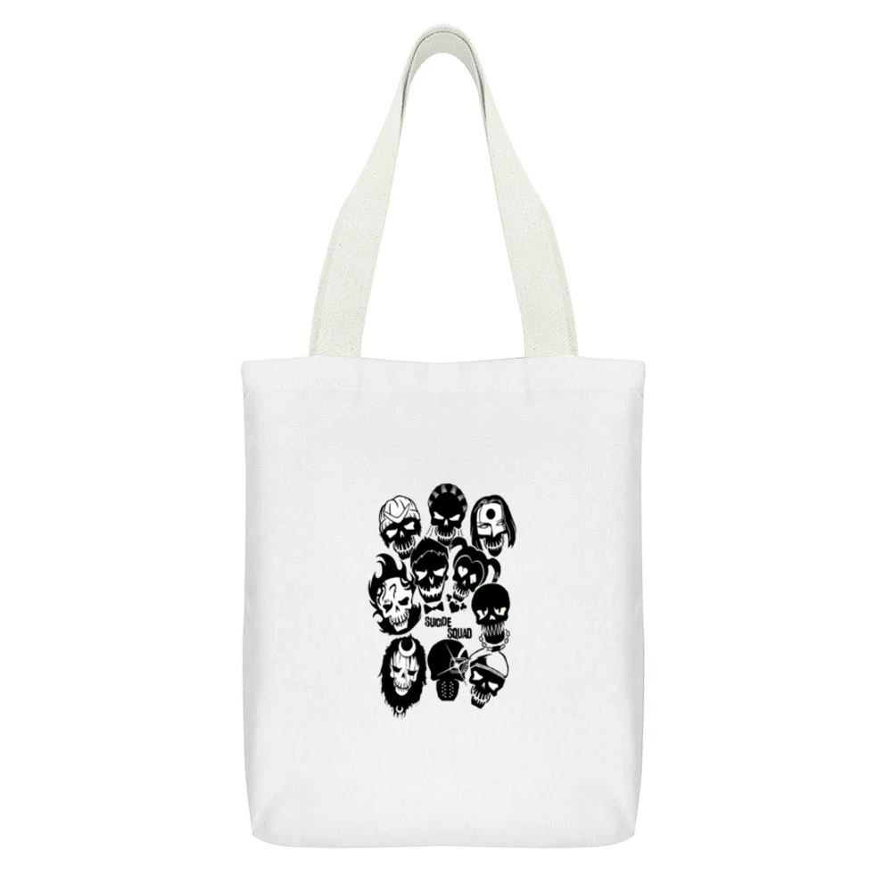 Suicide Squad Tshirt White Canvas Tote Shopping Bag With Interior Pocket