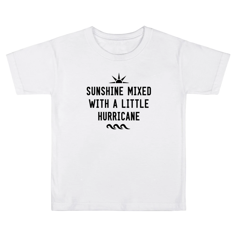 Sunshine Mixed With A Little Hurricane Fun Summer Party Graphic Tee Sh Kids Boys Girls T-Shirt