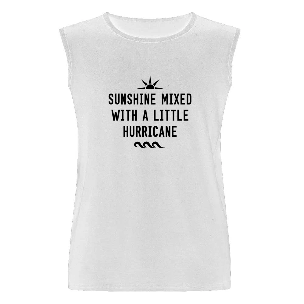 Sunshine Mixed With A Little Hurricane Fun Summer Party Graphic Tee Sh Men Sleeveless T-Shirt