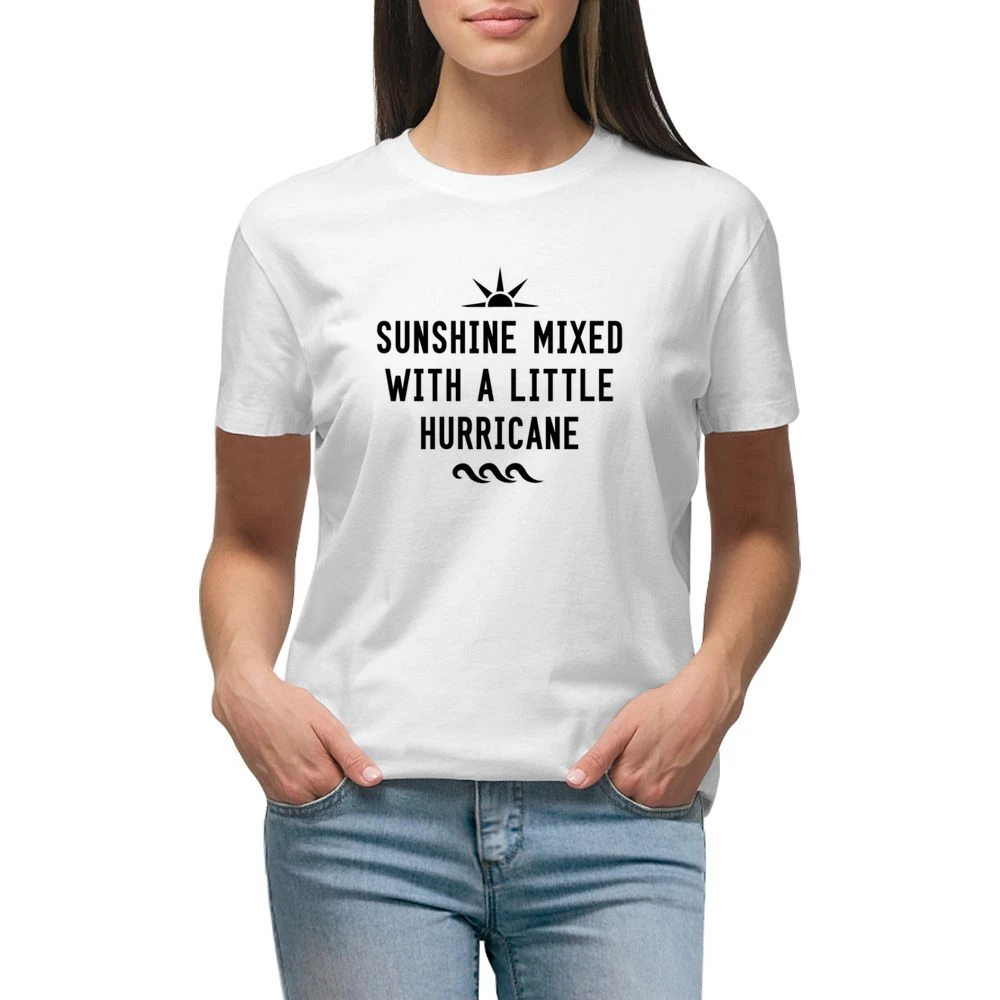 Sunshine Mixed With A Little Hurricane Fun Summer Party Graphic Tee Sh Premium Women Ladies T-shirt