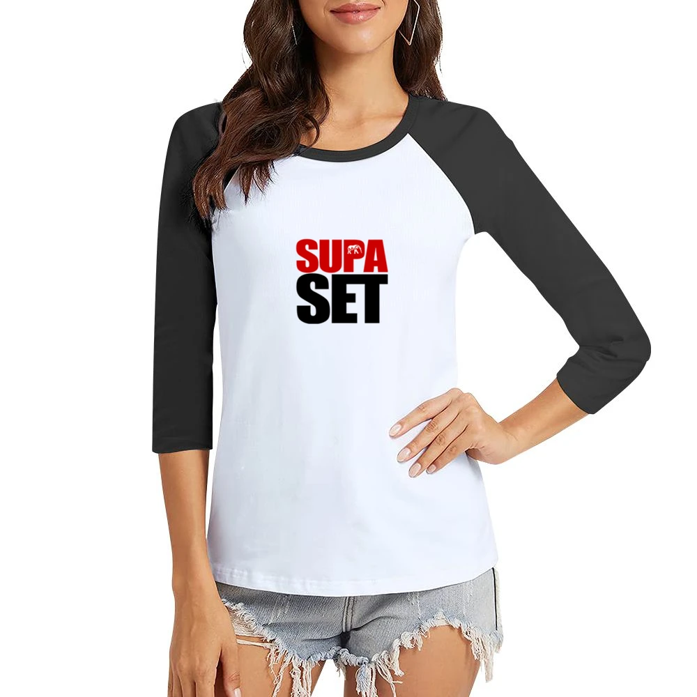 Supa Set Tshirt Women Ladies 3-4 Sleeve T-Shirt