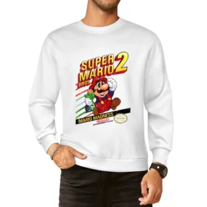 Super Mario Bros 2 Nes Nintendo Old School Retro Video Game Fan Distre European Size Pullover Sweater
